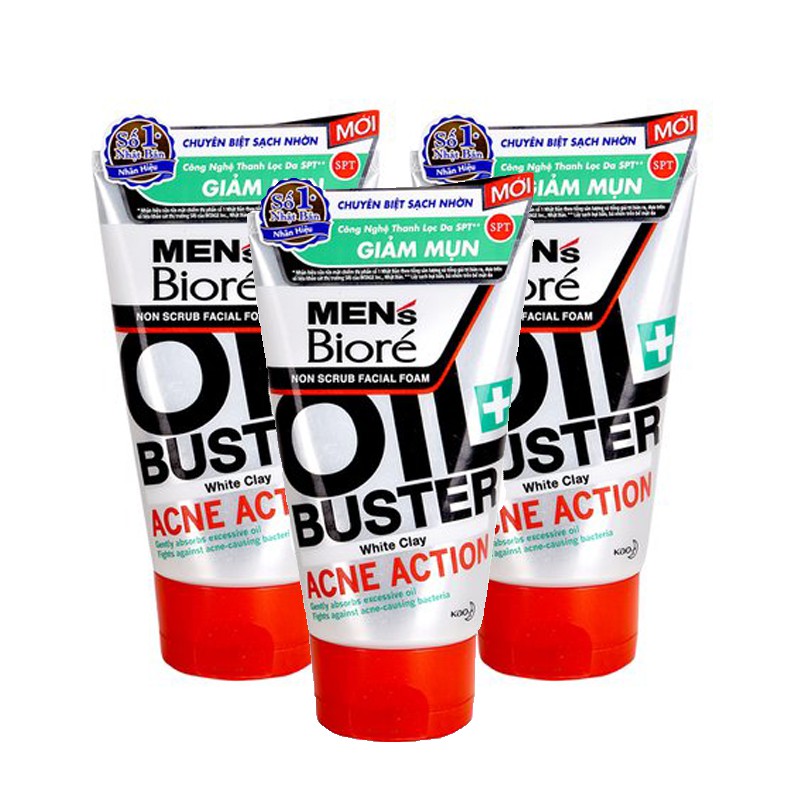 Sữa rửa mặt Bioré Men's Oil buster acne action 100g