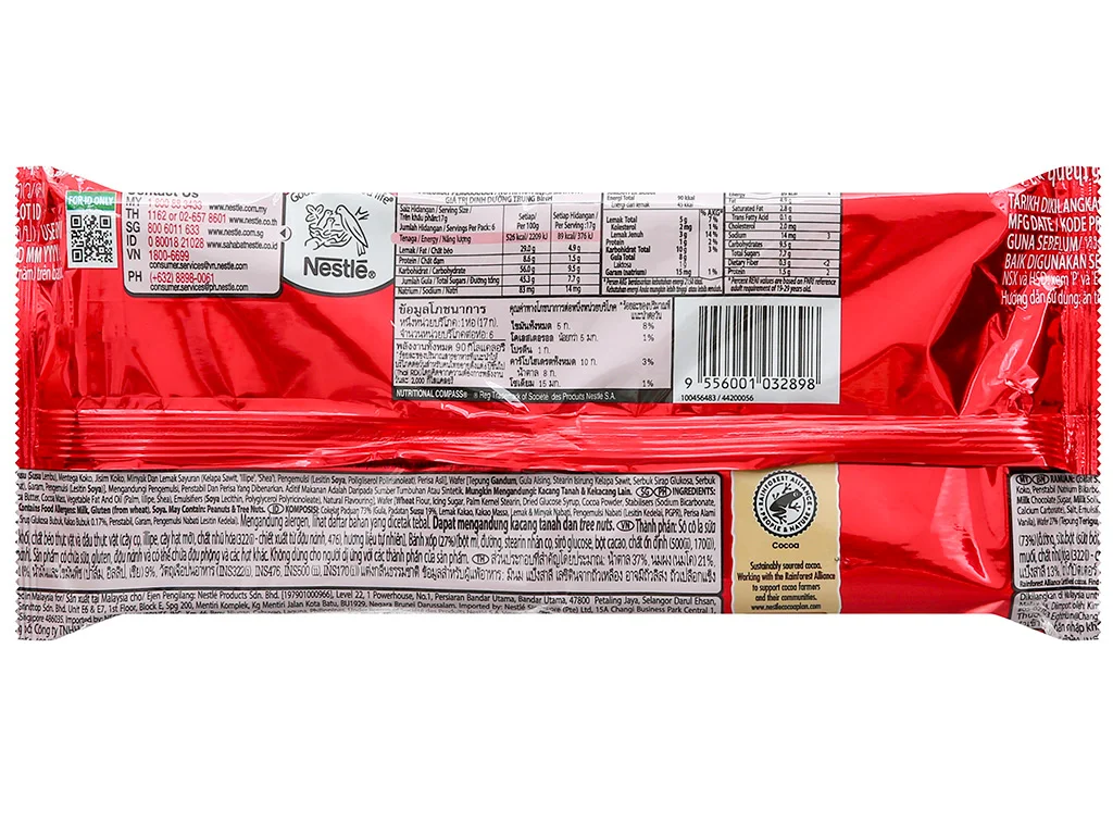 Kẹo Nestle KitKat phủ socola sữa 102g