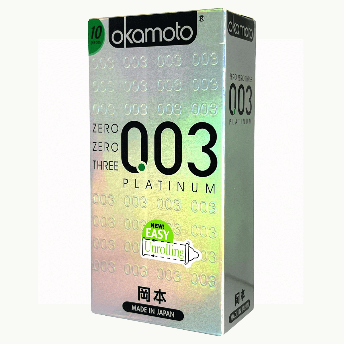 Bao cao su Okamoto Platinum - Bóng láng siêu mỏng - 0.03 - 10s