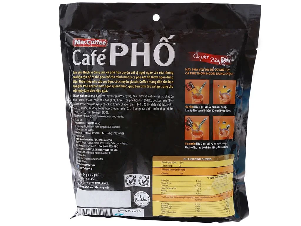 Cà phê phố MacCoffee cà phê sữa đá 720g (30 gói x 24g)