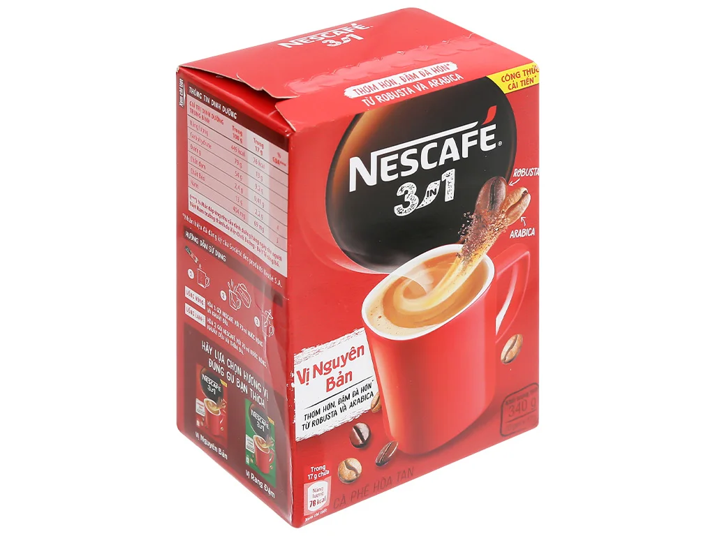 Cà phê sữa hoà tan 3 trong 1 Nescafé vị rang đậm 340g (20 gói x 17g)