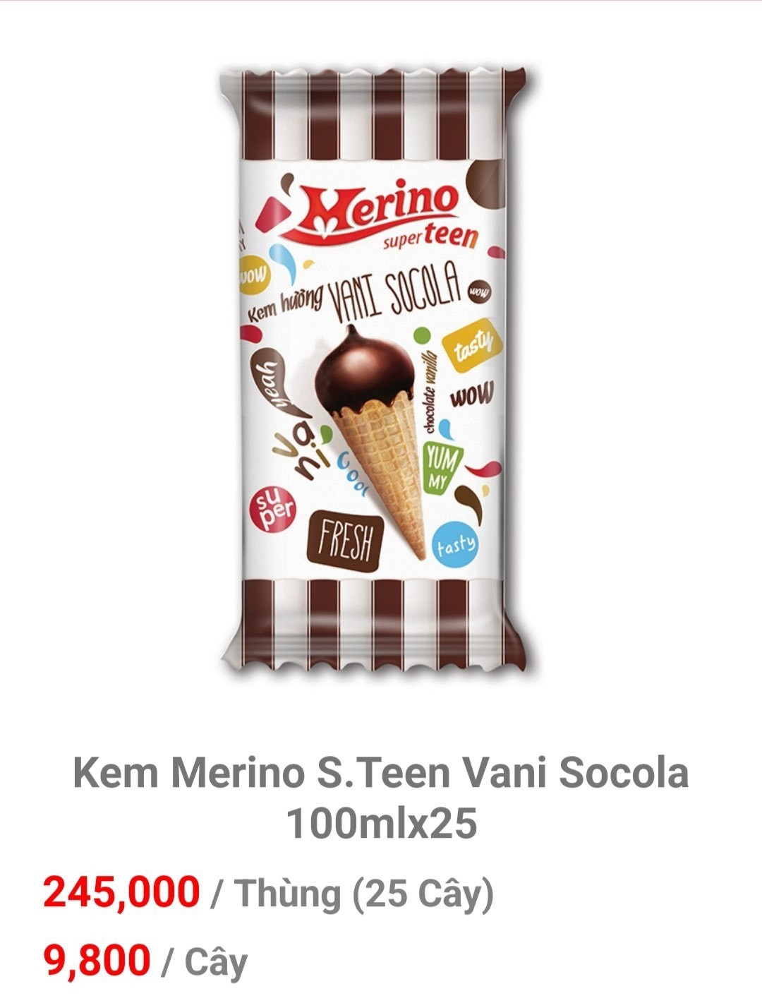 Kem ốc quế Merino S.teen Vani Socola 100ml