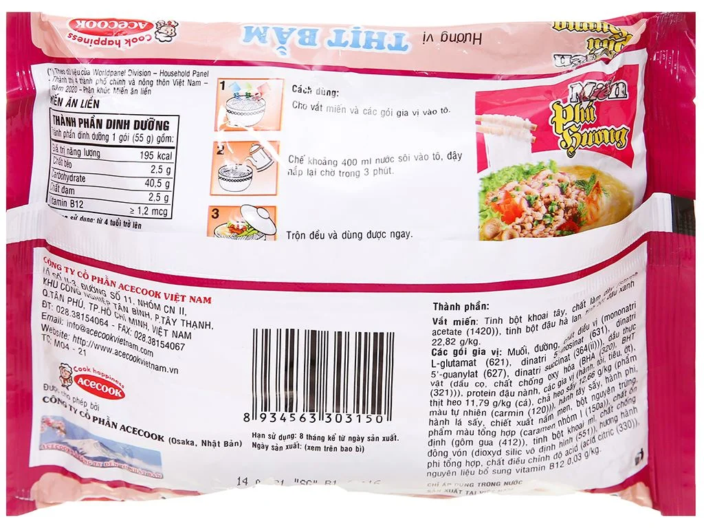 Miến Phú Hương thịt bằm 55g