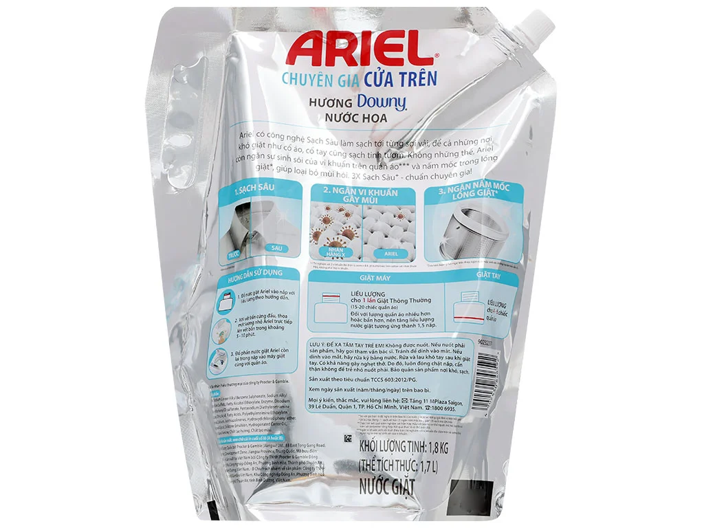 Nước giặt Ariel downy túi 1.8kg