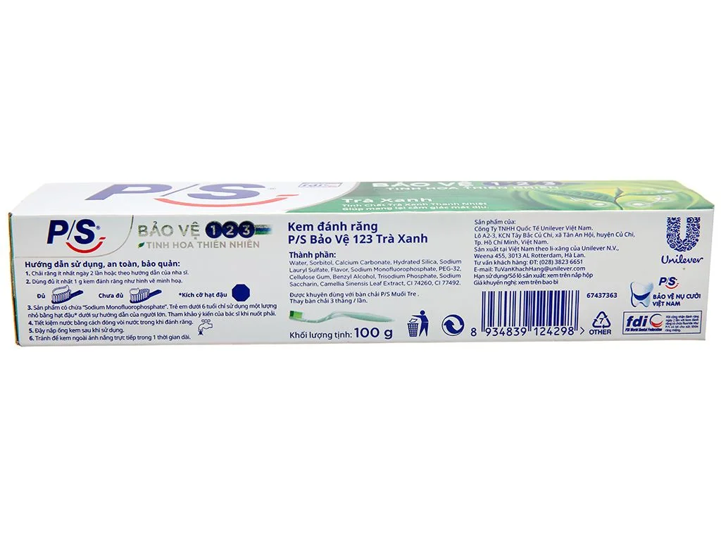 Kem đánh răng P/S trà xanh 100g
