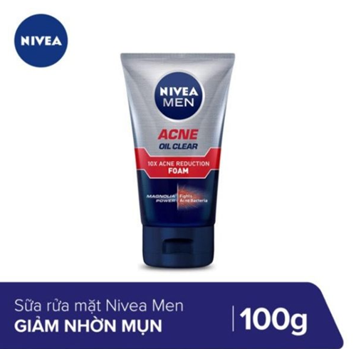 Sữa rửa mặt Nivea Men acne oil clear bọt mịn 100g