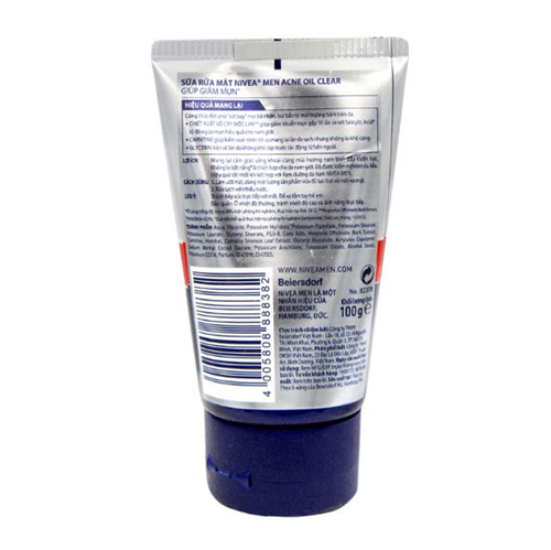 Sữa rửa mặt Nivea Men acne oil clear bọt mịn 100g