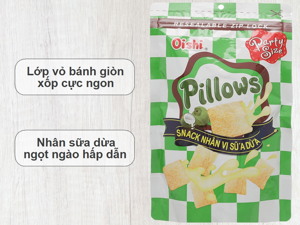 Pillows Snack Nhân Vị Sữa Dừa 85g