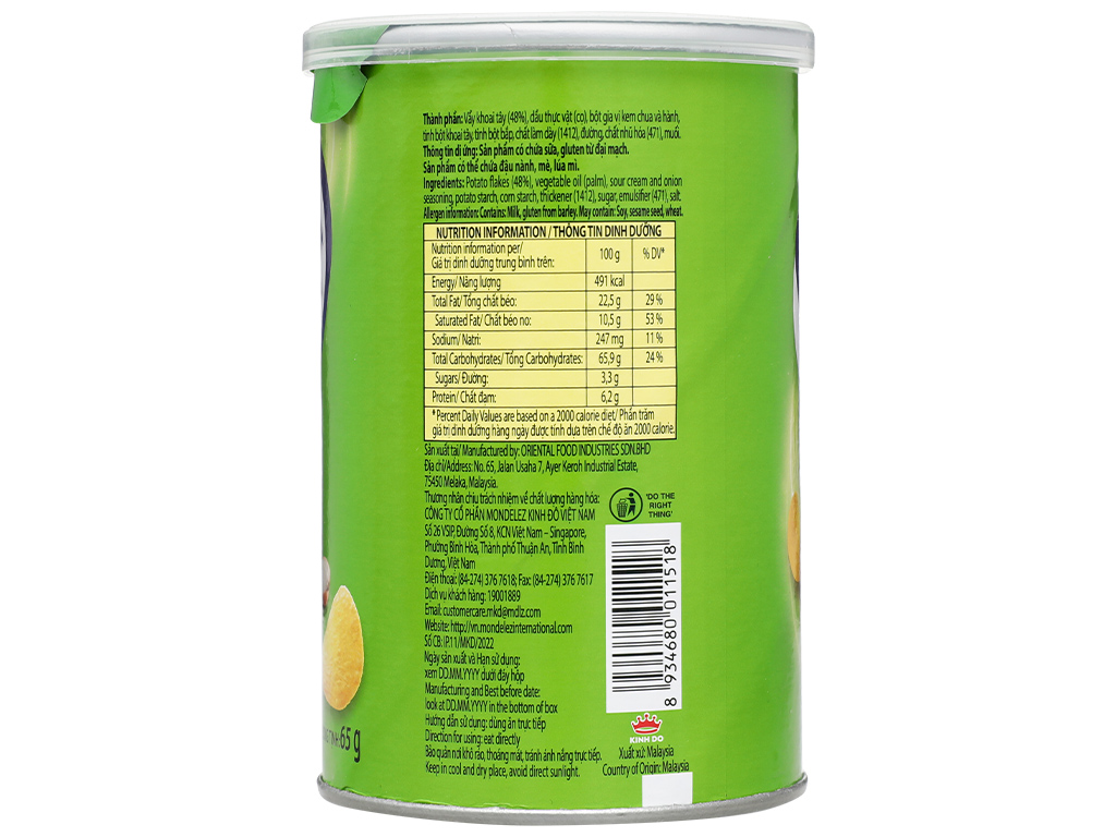 Bánh Slide khoai tây vị kem chua và hành 65g