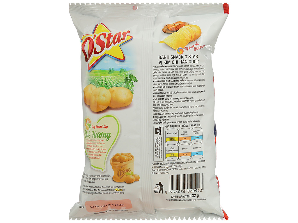 Bánh O'star vị kim chi Hàn Quốc 32g