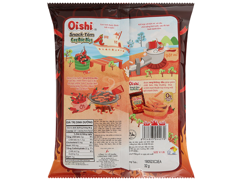 Bánh Oishi snack tôm cay đặc biệt 32g