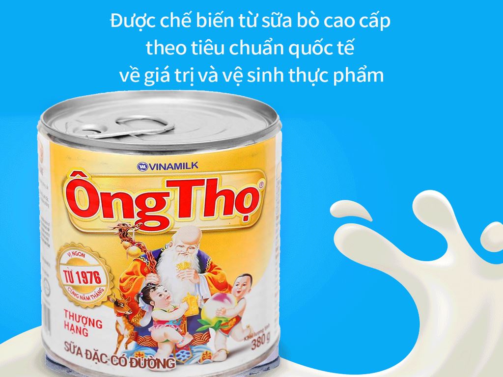 Sữa đặc có đường Ông Thọ dạng lon 380g