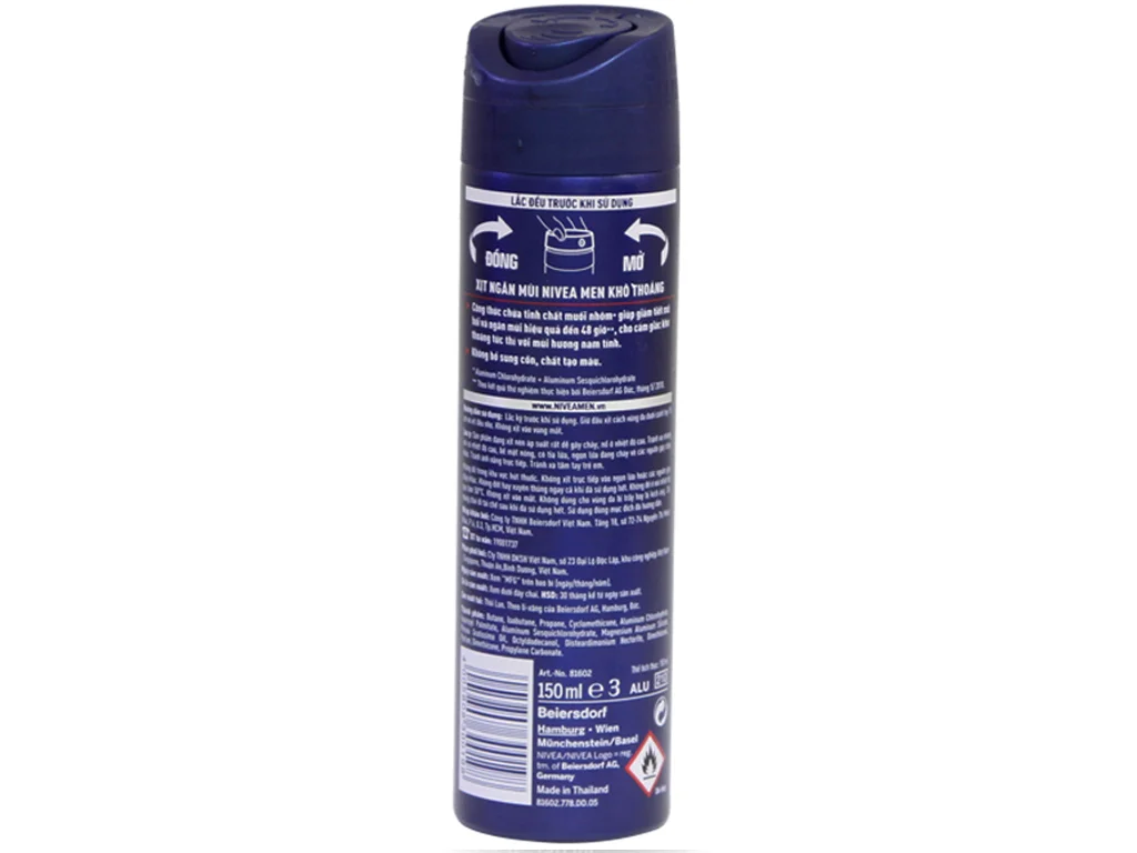 Xịt ngăn mùi Nivea Men dry impact 72h khô thoáng vướt trội 150ml
