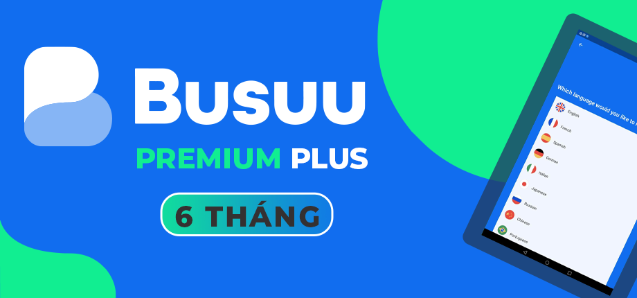 Tài khoản học ngoại ngữ Busuu Premium Plus 6 tháng