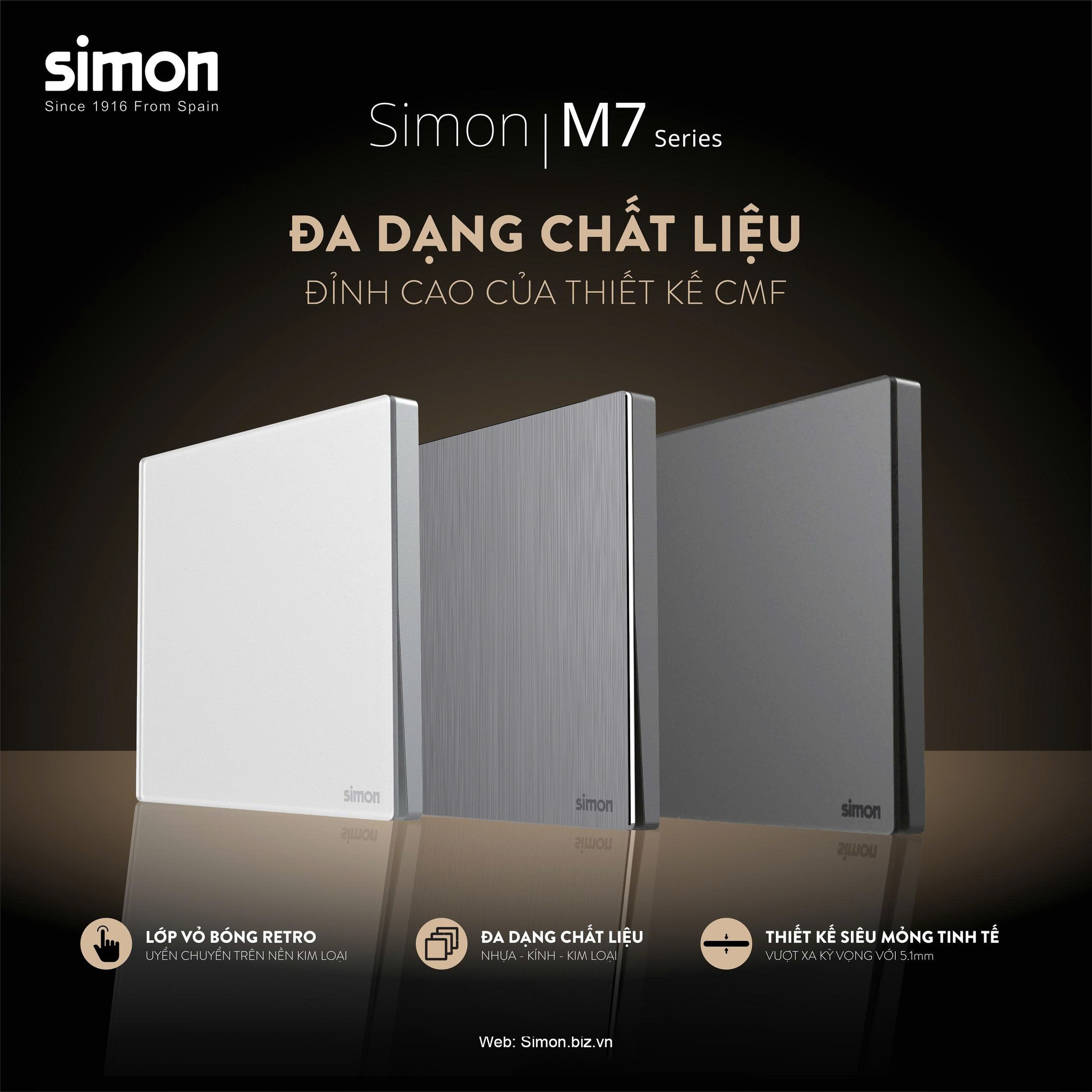 Bảng giá công tắc, ổ cắm thiết bị điện Simon dòng M7 áp dụng từ 1.4.2026