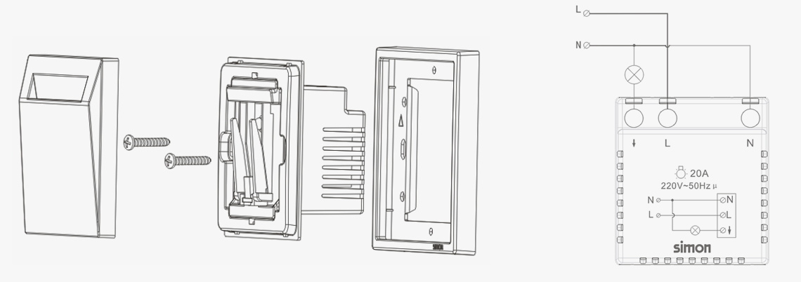 sơ đồ lắp đặt công tắc thẻ từ simon series i7 cho phong khach san