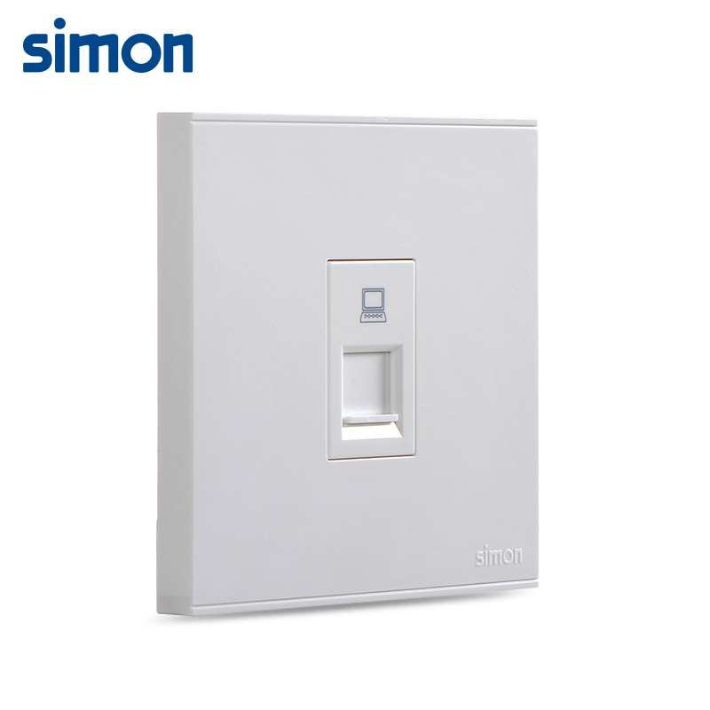 Bộ ổ cắm dữ liệu đơn Cat6e vuông màu trắng Simon E6 725218