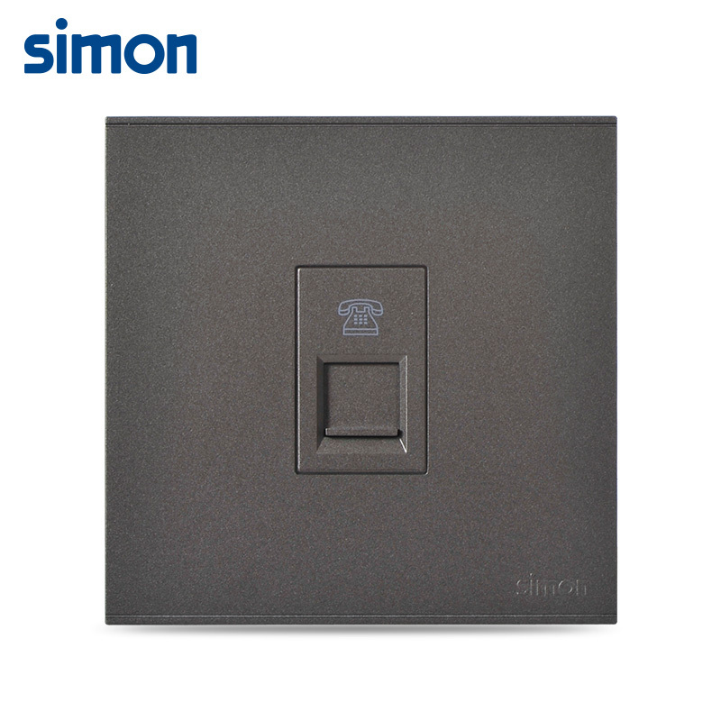 Bộ ổ cắm điên thoại đơn mặt vuông màu Xám (grey) Simon E6 725214-61