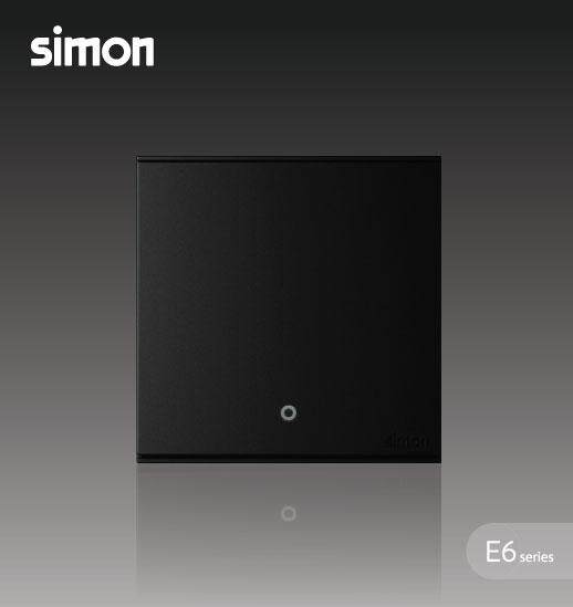 Simon E6 Bộ Công tắc đơn 20A, 2 chiều, 2 cực có đèn LED (Đen), 722024-26