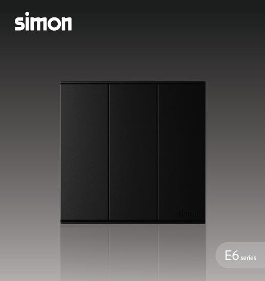 Simon E6 Bộ công tắc ba, một chiều (Đen), 721031-26