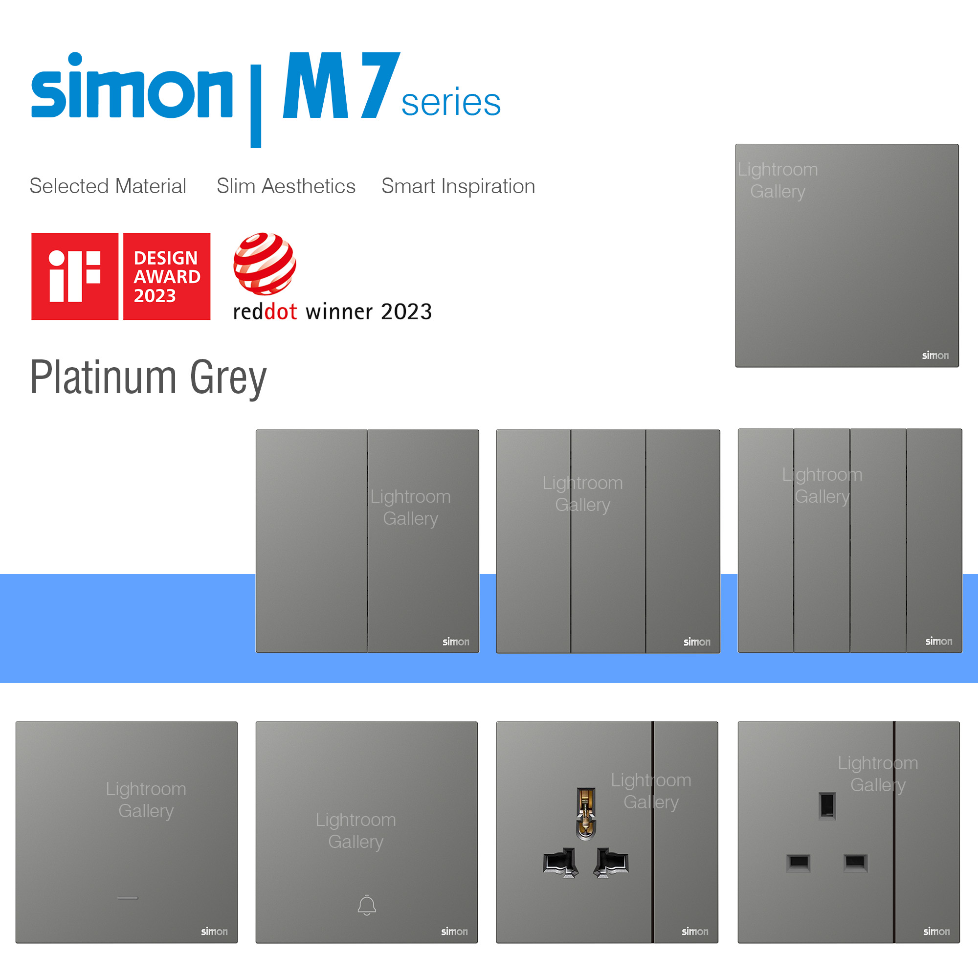 M7 AIR- Mặt lỗ luồn dây (Platinum Grey) Simon M7 665200-6Q