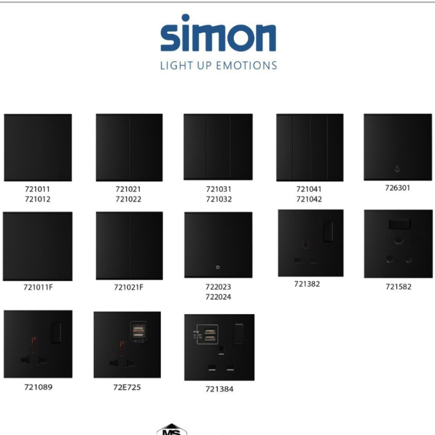 Simon E6 Cảm biến hiện diện (4 dây), (Đen), 72E303-26
