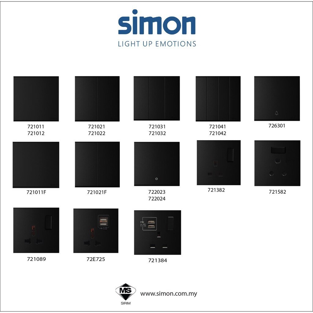 Simon E6 Bộ chiết áp quạt (Đen), 72E201-26