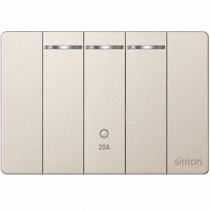 Simon K9 - Bộ công tắc 20A có đèn + 2 công tắc 1 chiều S (champagne) 592023-46