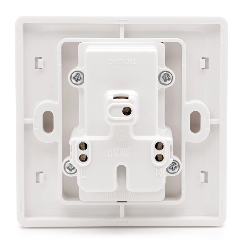 Bộ Ổ cắm 2 chấu dùng cho chấu tròn & dẹt và ổ cắm đa tiêu chuẩn, 10A 250V~ chuẩn vuông màu trắng Simon 50 51080