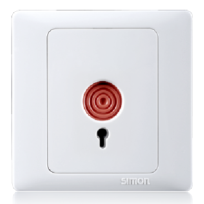 Bộ Công tắc khẩn cấp, AC220V±10%, sử dụng với hệ thống chuông báo, trở lại bình thường bằng chìa khóa màu trắng Simon 50 55901