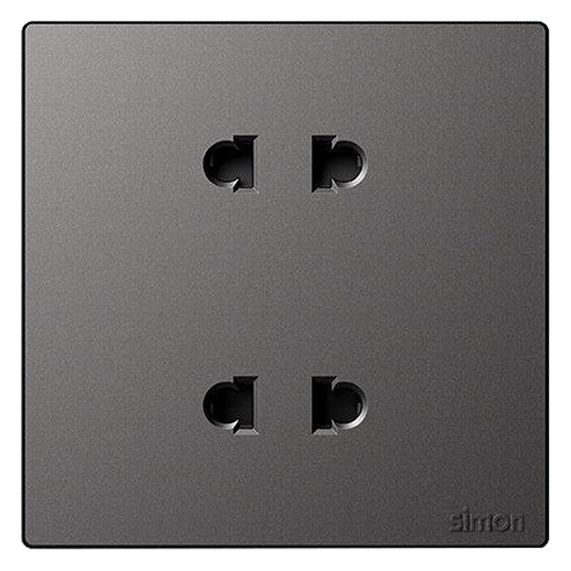 Bộ ổ cắm đôi 2 chấu màu Xám (grey) chuẩn vuông Simon S6 581072-61