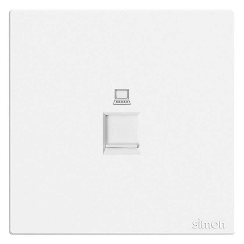 Bộ Ổ cắm mạng đơn cat6 màu trắng mặt vuông cao cấp Simon S6 585218