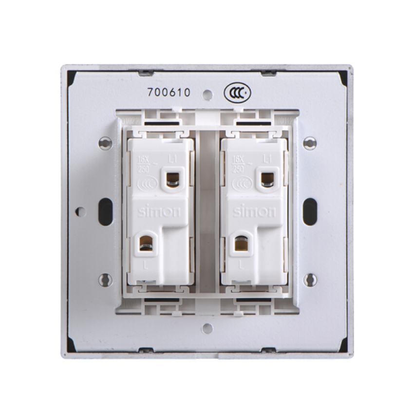 Module công tắc nhấn nhả, nút nhấn đôi màu Xám (Grey) Simon i7 701021F-61