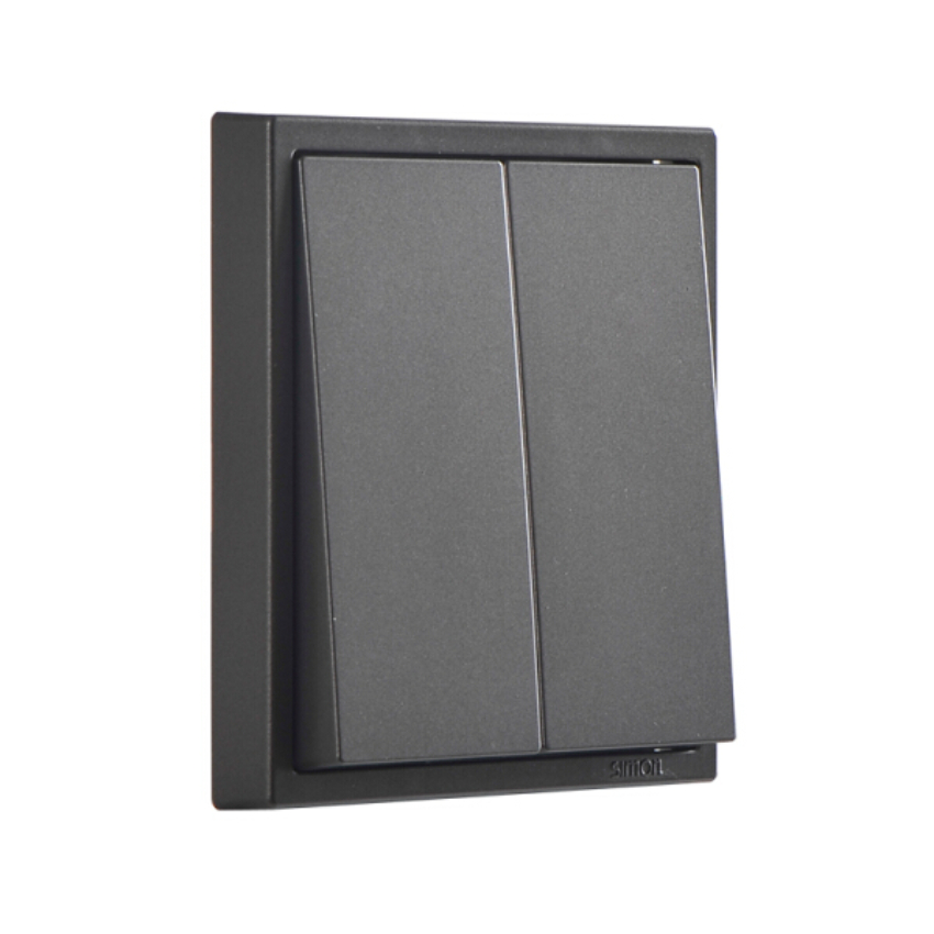 Module công tắc nhấn nhả, nút nhấn đôi màu Xám (Grey) Simon i7 701021F-61