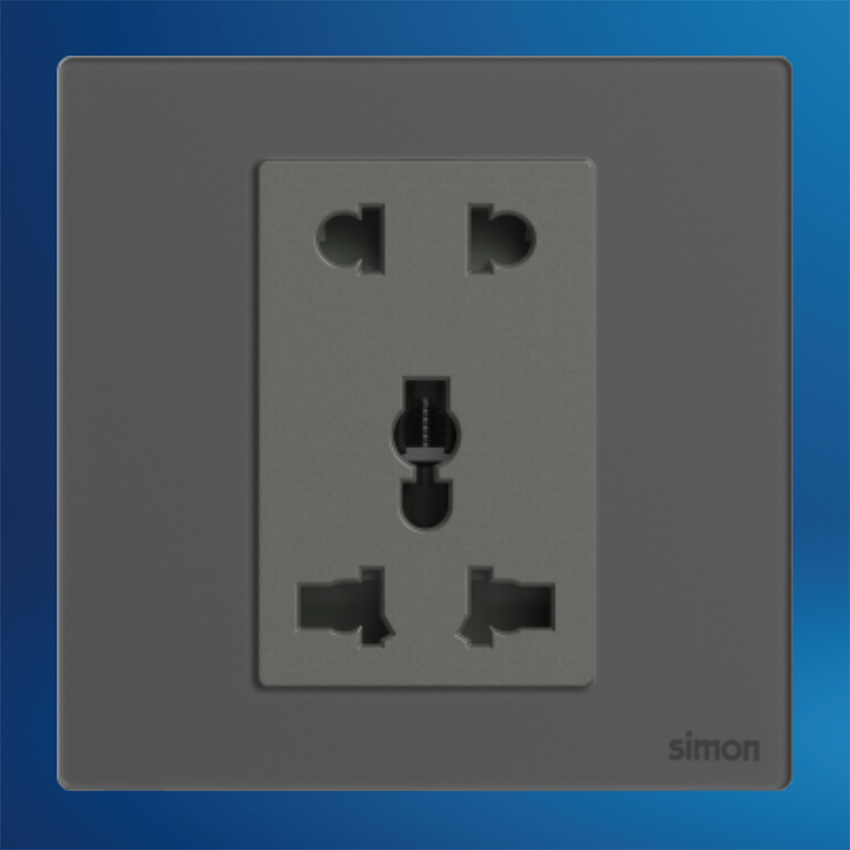 M7 Gem- Bộ ổ cắm 2 chấu + 3 chấu đa năng (10A 250V) (Diamond Grey) Simon M7 661080G-4D