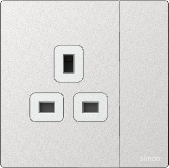 M7 Metal- Bộ ổ cắm kiểu anh 13A (Frosted Sliver) Simon M7 661382M-2A