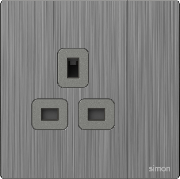 M7 Metal- Bộ ổ cắm kiểu anh 13A (Brushed Grey) Simon M7 661382M-2B