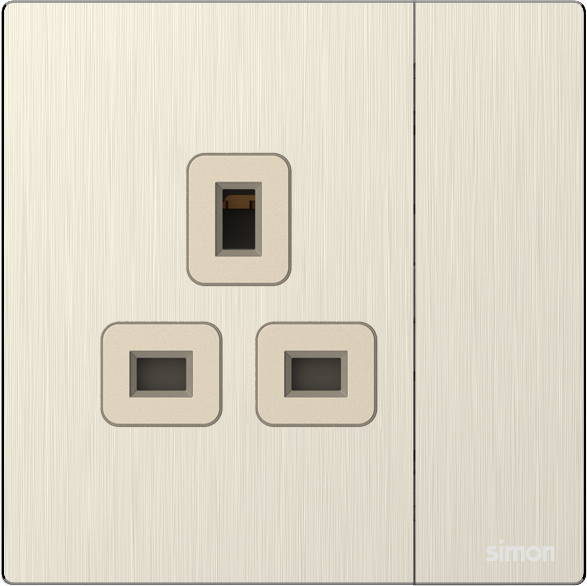 M7 Metal- Bộ ổ cắm kiểu anh 13A (Satin Gold) Simon M7 661382M-2C