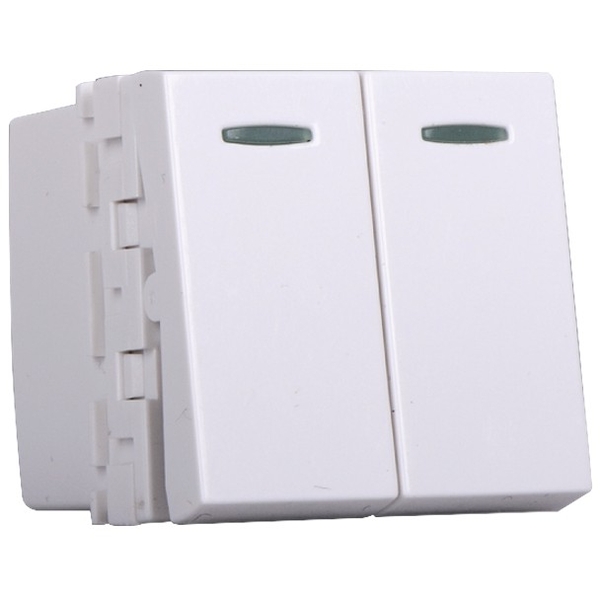 Công tắc đôi 2 chiều có dải phản quang (M module) màu trắng Simon 51A H42
