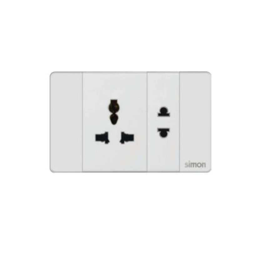 Simon K9 - Bộ ổ cắm đơn 3 chấu đa năng L + ổ cắm đơn 2 chấu 594080