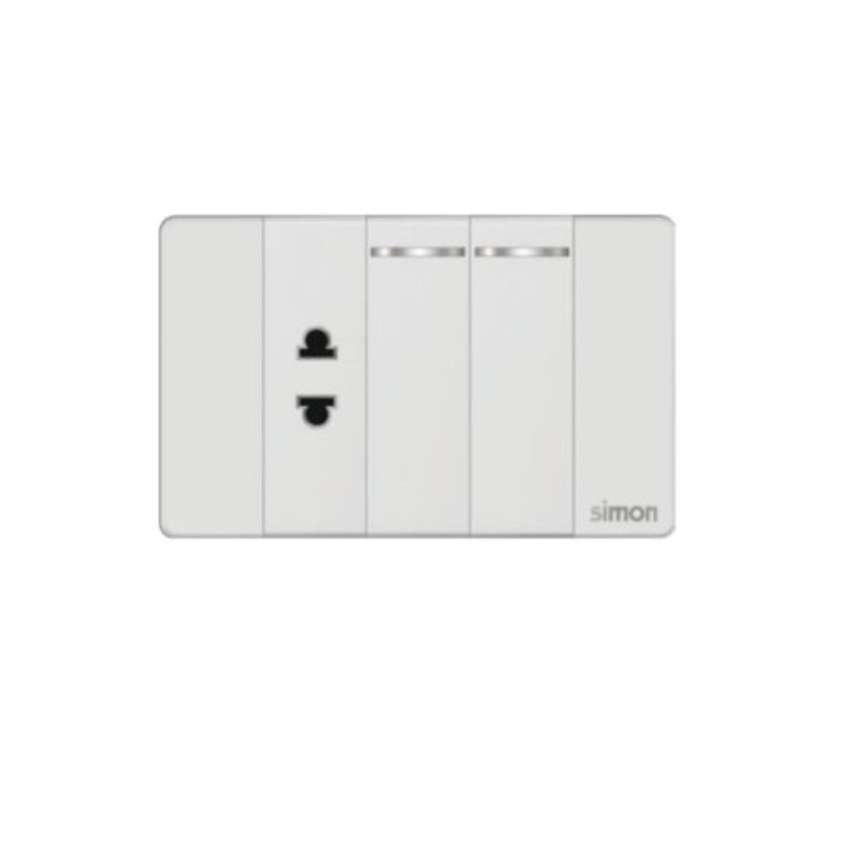 Simon K9 - Bộ ổ đơn 2 chấu + 2 công tắc đơn 2 chiều S 594100