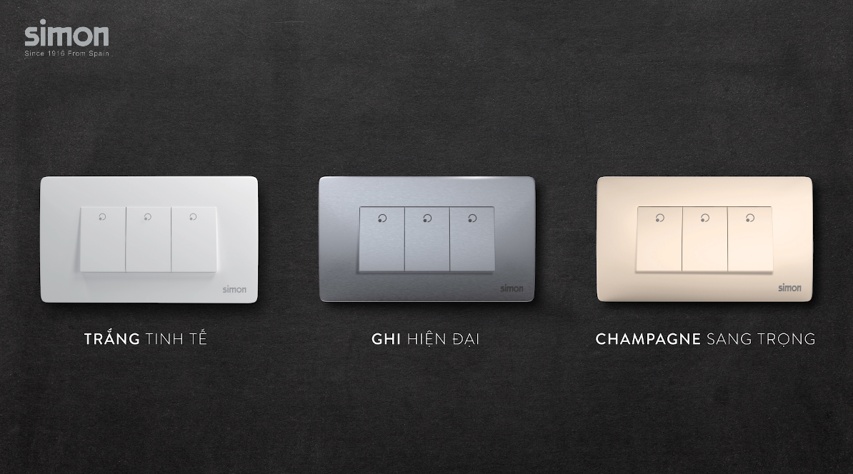 Hạt công tắc 1 chiều có đèn LED size S 16A (Sâm panh) Simon K1 K111S-46
