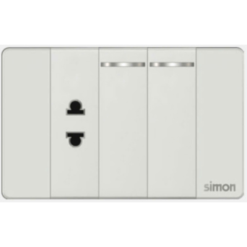 Simon K9 - Bộ ổ đơn 2 chấu + 2 công tắc đơn 2 chiều S 594100