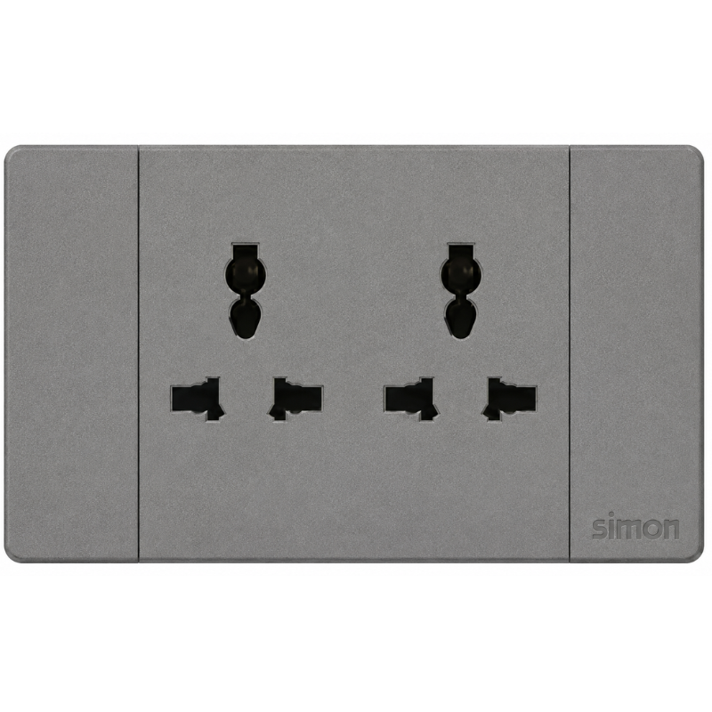 Simon K9 - Bộ ổ cắm đôi 3 chấu đa năng (grey) 594202-61