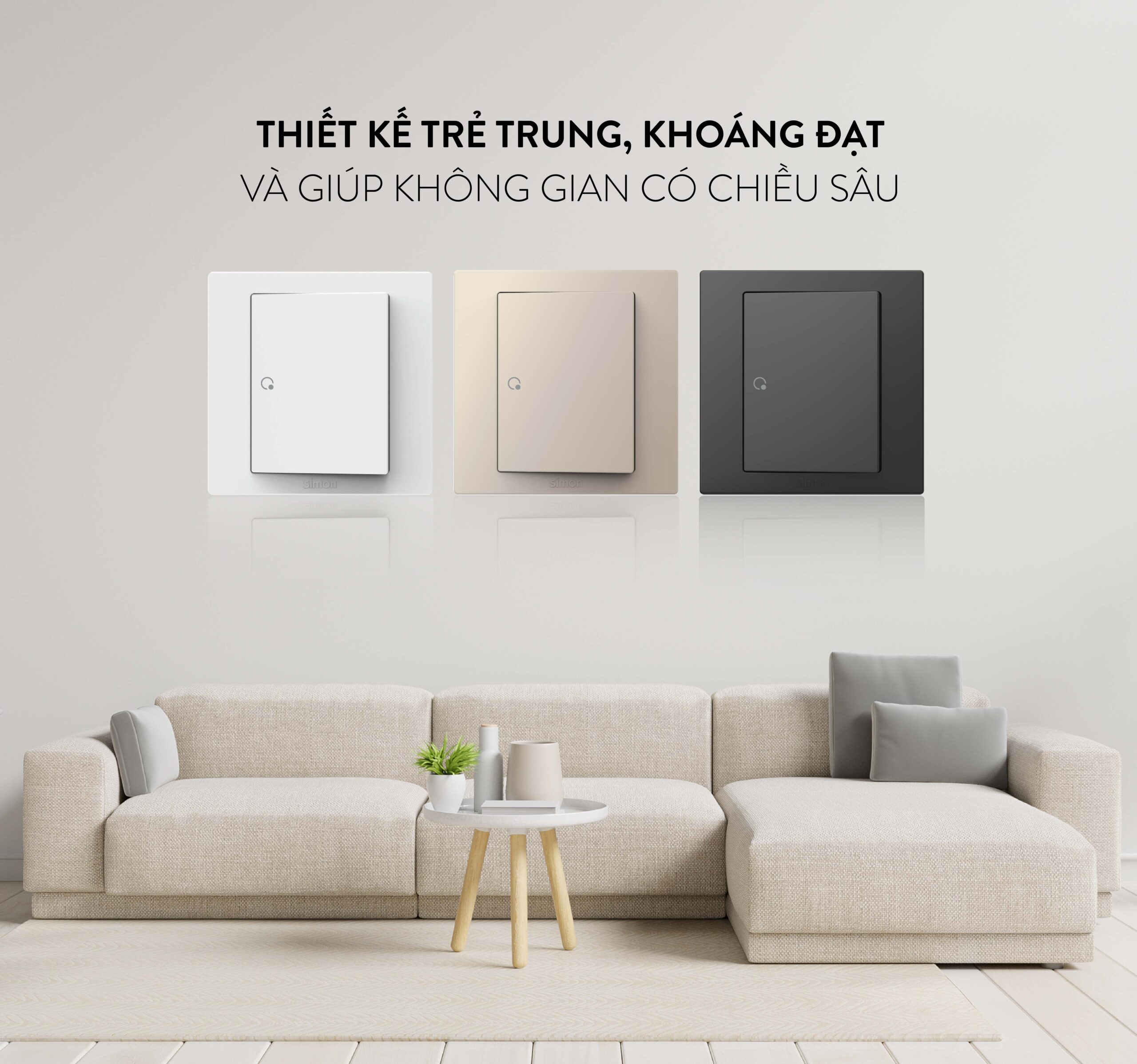 Bộ Công tắc chuông cửa 16A  chuẩn vuông màu Sâm Panh (Champagne) Simon S5 S5250-46