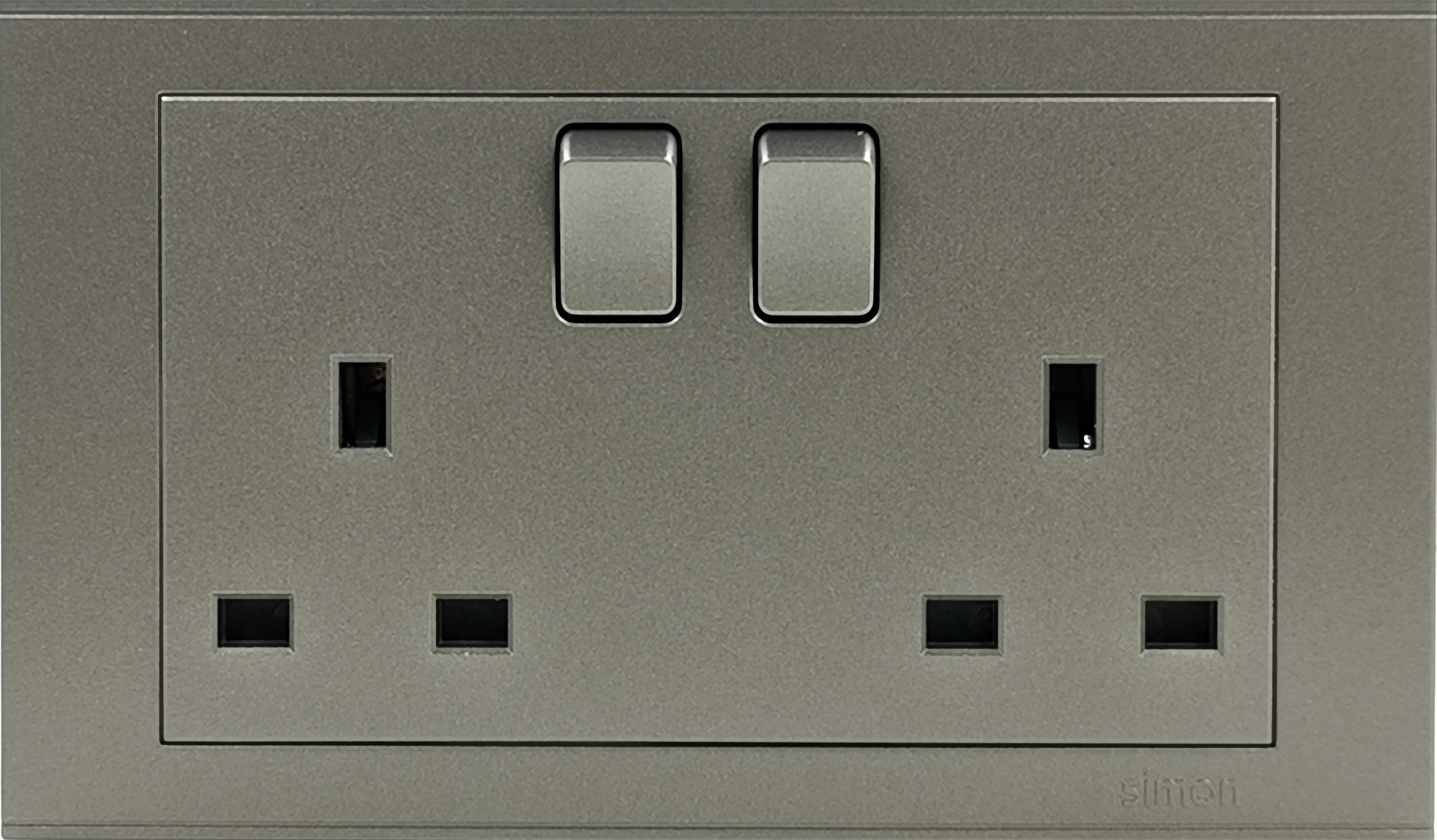 Bộ ổ cắm đôi kiểu Anh 13A + 2 công tắc vuông màu Xám (Grey) 724582-61