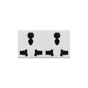 Ổ đôi 3 chấu đa năng size M 10A (Trắng) Simon K1 K1423XL