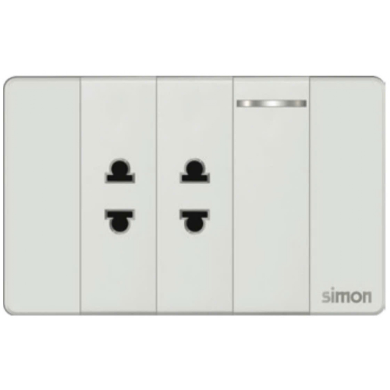 Simon K9 - Bộ 2 ổ đơn 2 chấu + công tắc 2 chiều S 594102