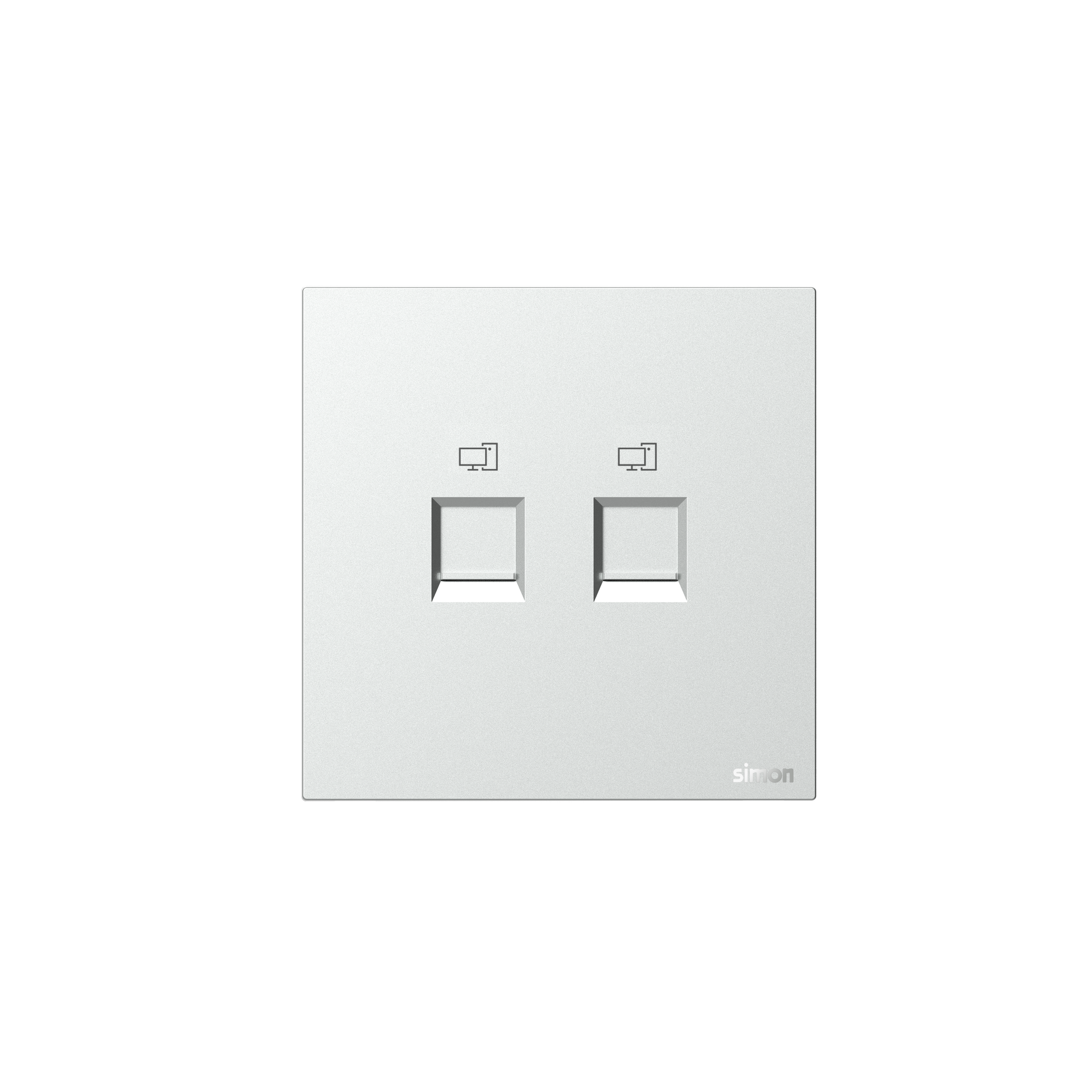 M7 AIR- Bộ ổ cắm mạng Cat6 đôi (Platinum Sliver) Simon M7 665228-6R
