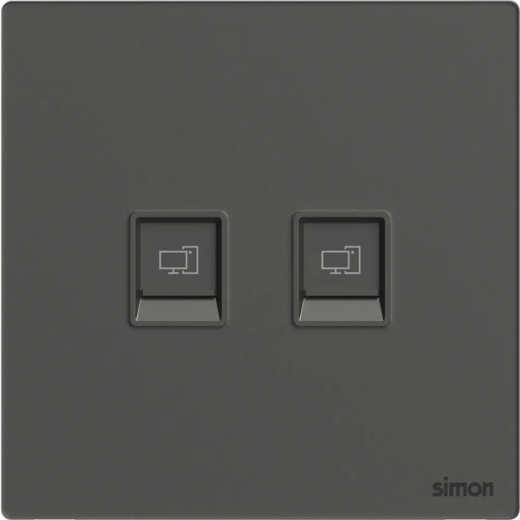 M7 Gem- Bộ ổ cắm mạng Cat6 đôi (Diamond Grey) Simon M7 665228G-4D